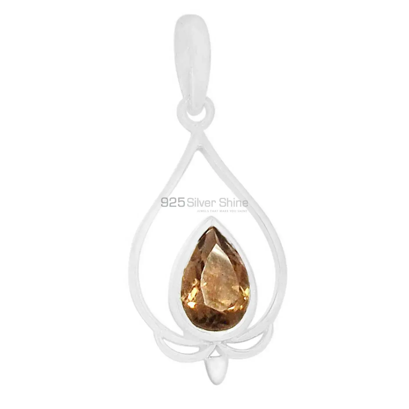 High Quality Smokey Gemstone Pendants Suppliers In 925 Fine Silver Jewelry 925SP274-7_1
