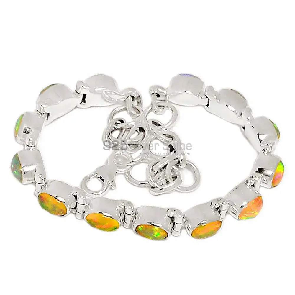 Solid Sterling Silver Handmade Bracelets In Opal Gemstone Jewelry 925SB295