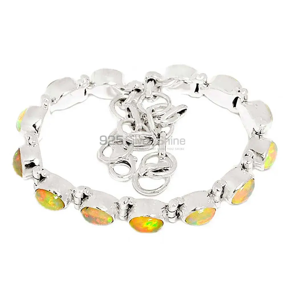 High Quality Solid Sterling Silver Handmade Bracelets In Opal Gemstone Jewelry 925SB295_0
