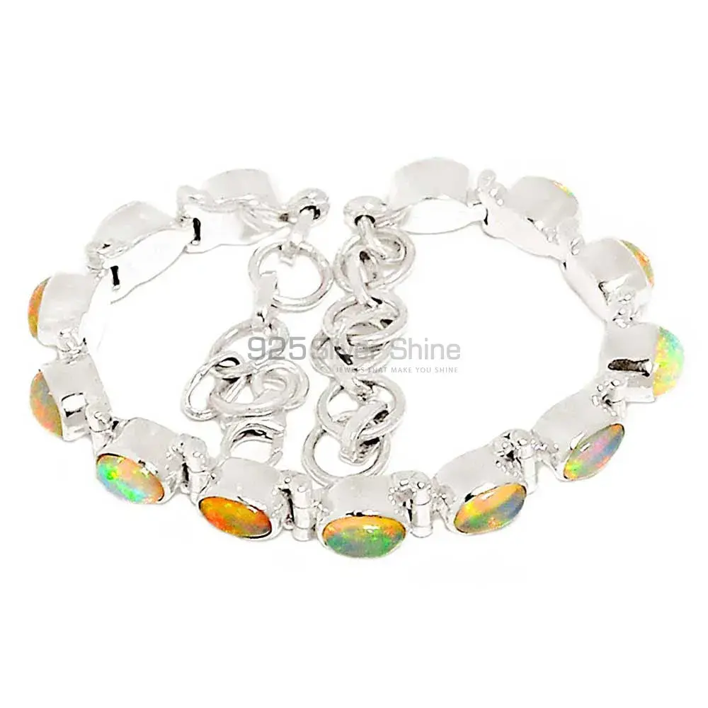 High Quality Solid Sterling Silver Handmade Bracelets In Opal Gemstone Jewelry 925SB295_1