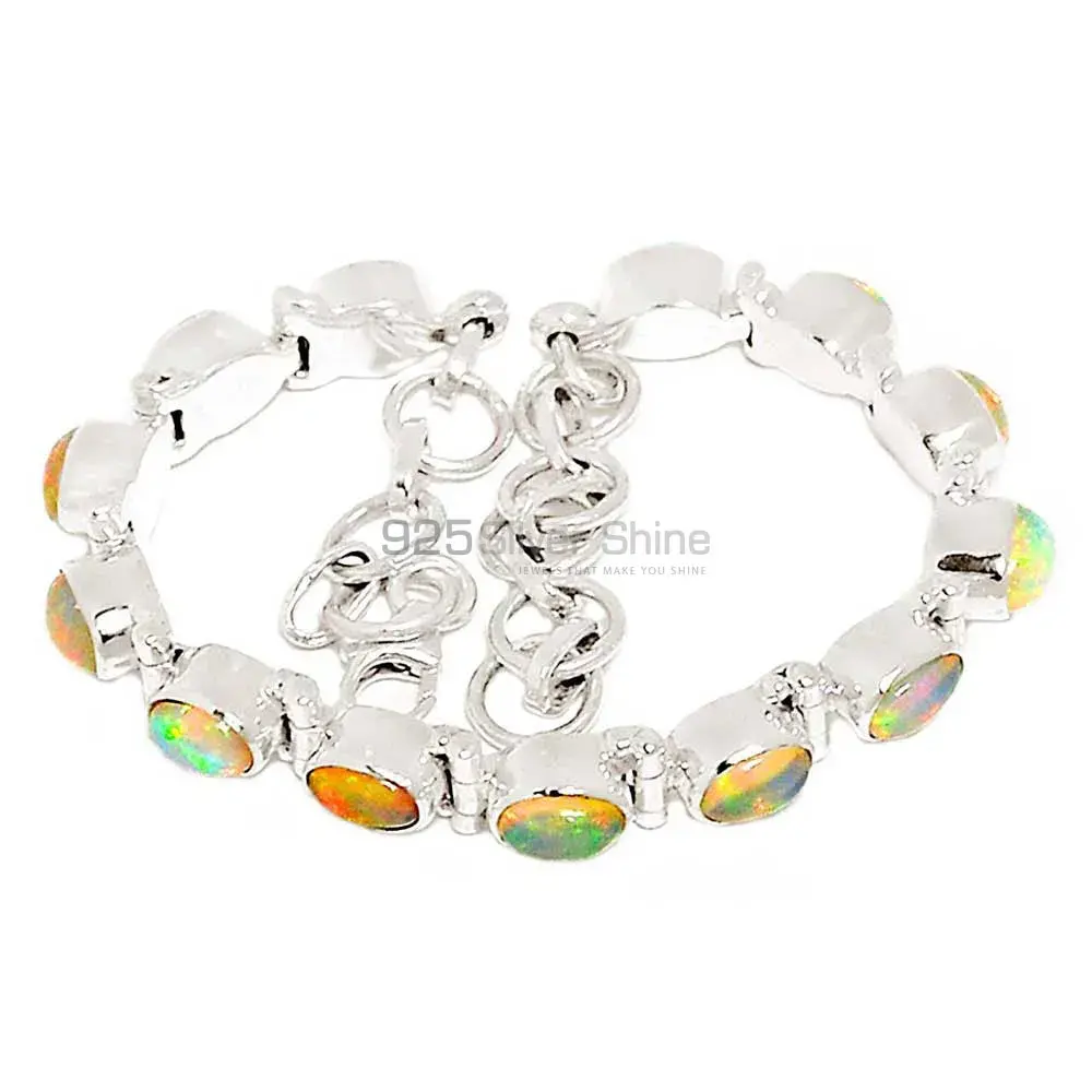Solid Sterling Silver Handmade Bracelets In Opal Gemstone Jewelry 925SB295_1
