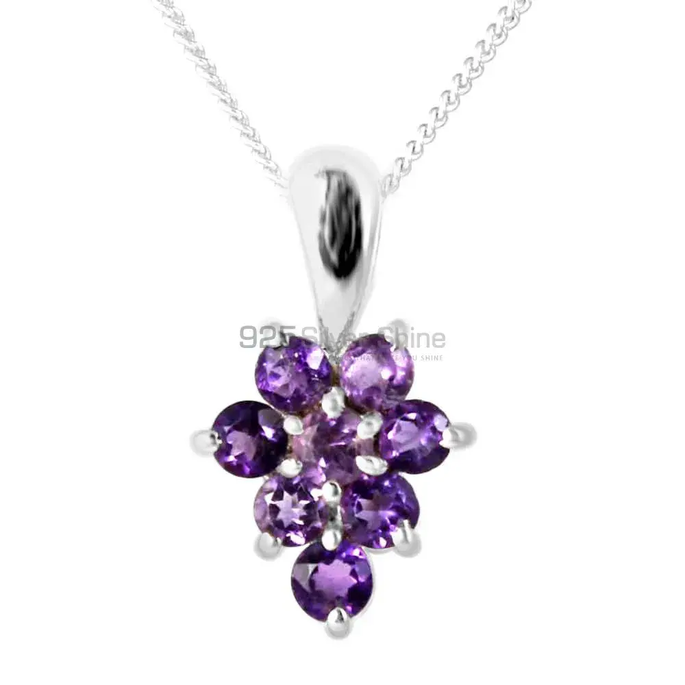 Solid Sterling Silver Handmade Pendants In Amethyst Gemstone Jewelry 925SP208-2