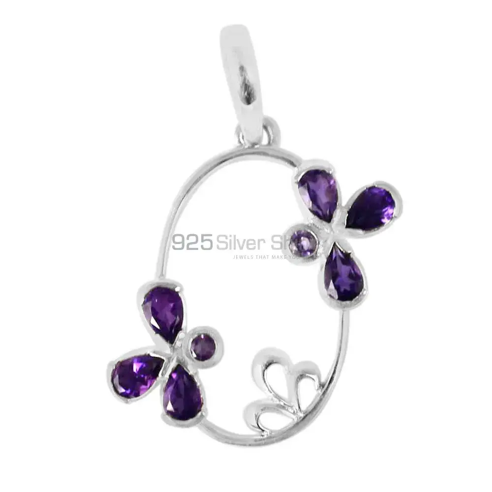 High Quality Solid Sterling Silver Handmade Pendants In Amethyst Gemstone Jewelry 925SP215-7_0