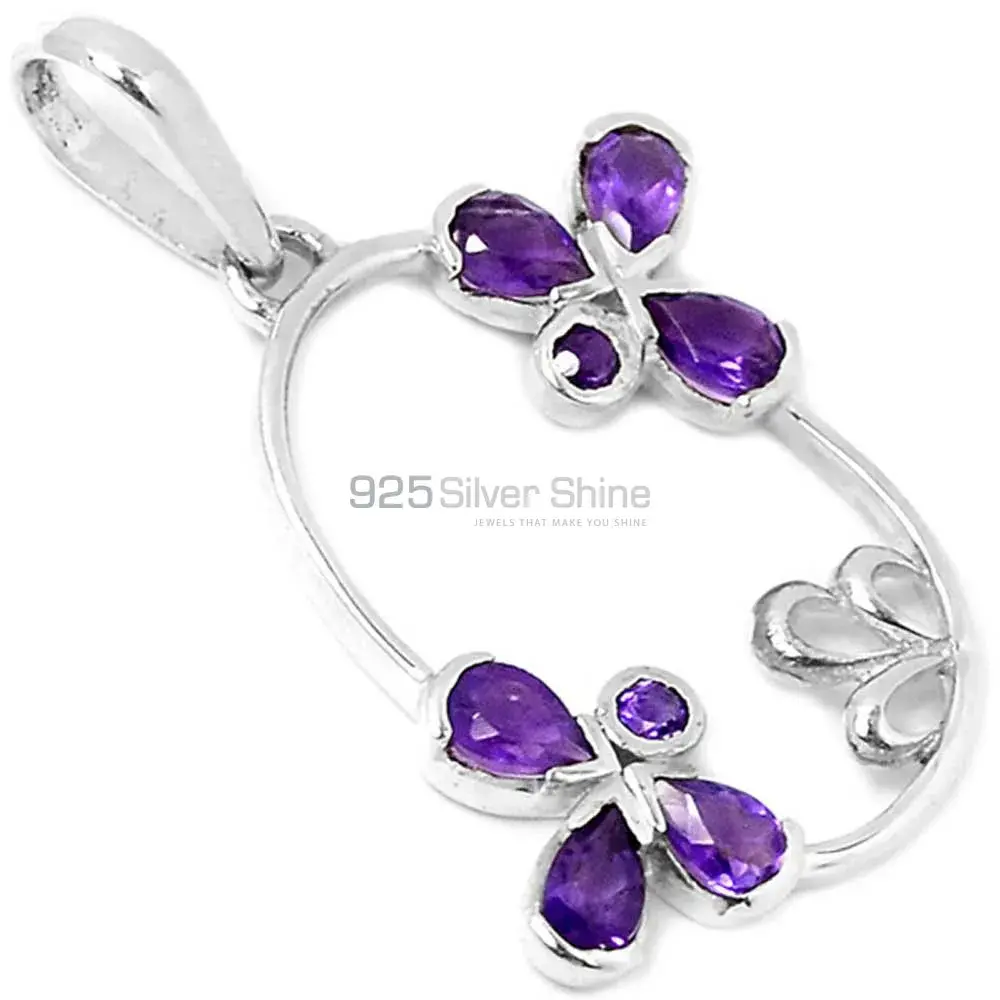 Solid Sterling Silver Handmade Pendants In Amethyst Gemstone Jewelry 925SP215-7_2