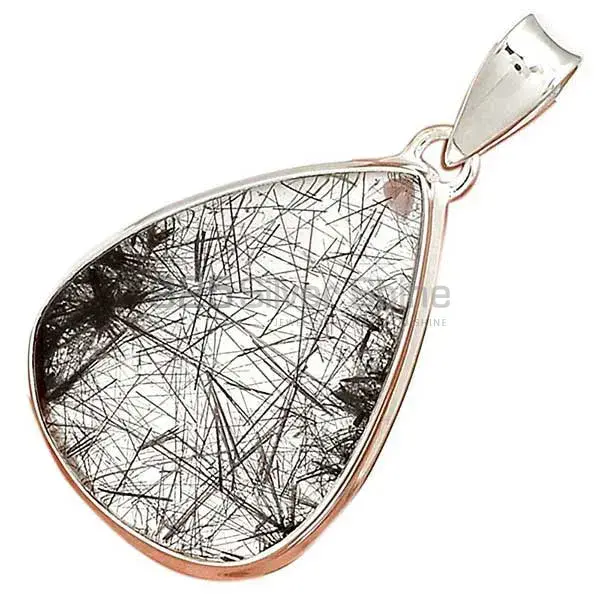 High Quality Solid Sterling Silver Handmade Pendants In Black Rutile Gemstone Jewelry 925SP162_0