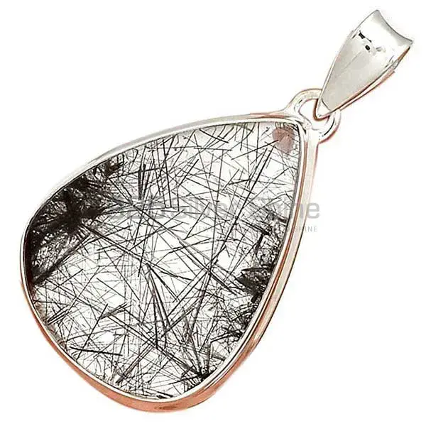 Solid Sterling Silver Handmade Pendants In Black Rutile Gemstone Jewelry 925SP162_1