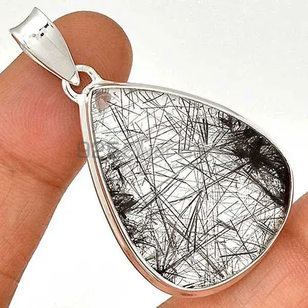 Solid Sterling Silver Handmade Pendants In Black Rutile Gemstone Jewelry 925SP162_11