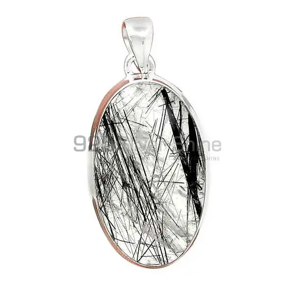 High Quality Solid Sterling Silver Handmade Pendants In Black Rutile Gemstone Jewelry 925SP162_1