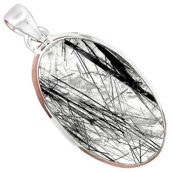 Solid Sterling Silver Handmade Pendants In Black Rutile Gemstone Jewelry 925SP162_4