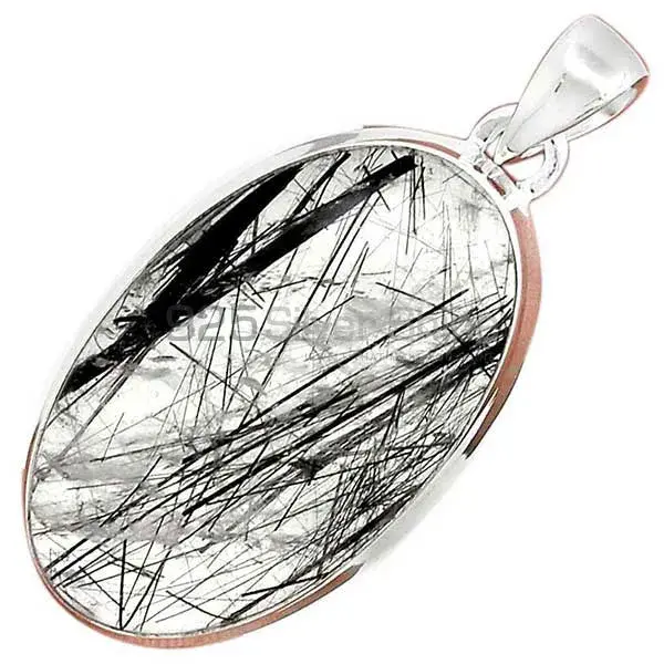 High Quality Solid Sterling Silver Handmade Pendants In Black Rutile Gemstone Jewelry 925SP162_4