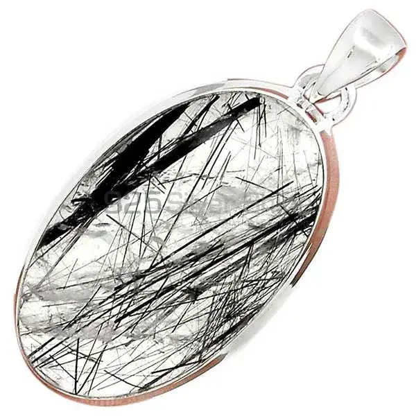Solid Sterling Silver Handmade Pendants In Black Rutile Gemstone Jewelry 925SP162_5
