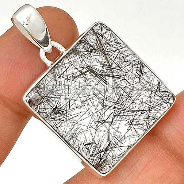 High Quality Solid Sterling Silver Handmade Pendants In Black Rutile Gemstone Jewelry 925SP162_6