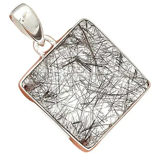 High Quality Solid Sterling Silver Handmade Pendants In Black Rutile Gemstone Jewelry 925SP162_7
