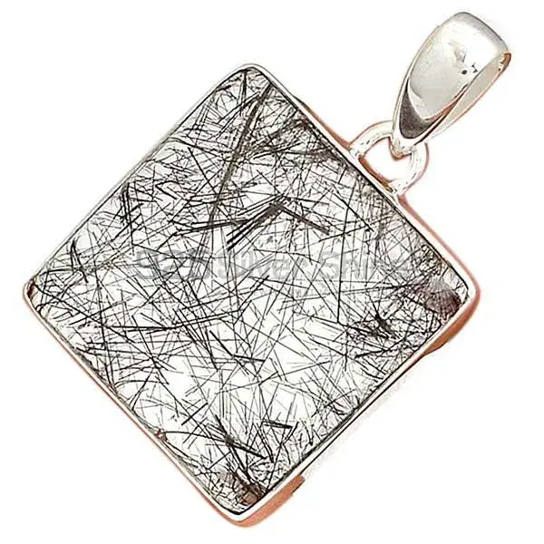 High Quality Solid Sterling Silver Handmade Pendants In Black Rutile Gemstone Jewelry 925SP162_8