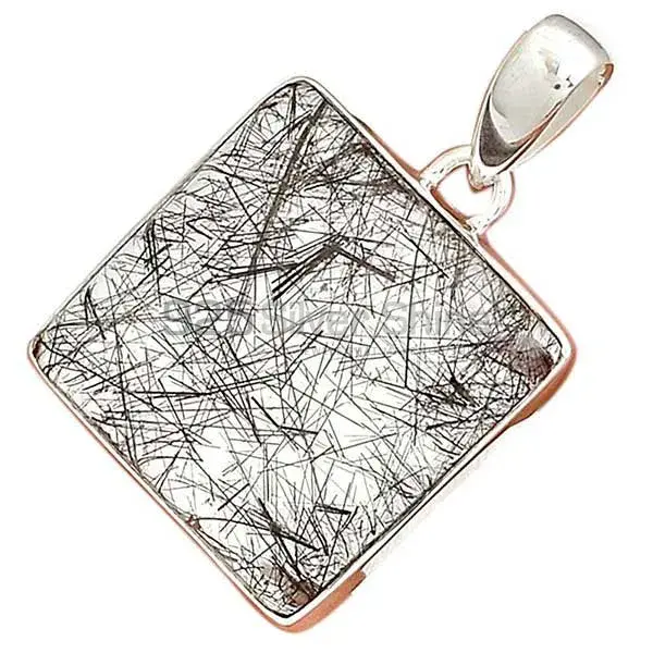 Solid Sterling Silver Handmade Pendants In Black Rutile Gemstone Jewelry 925SP162_9