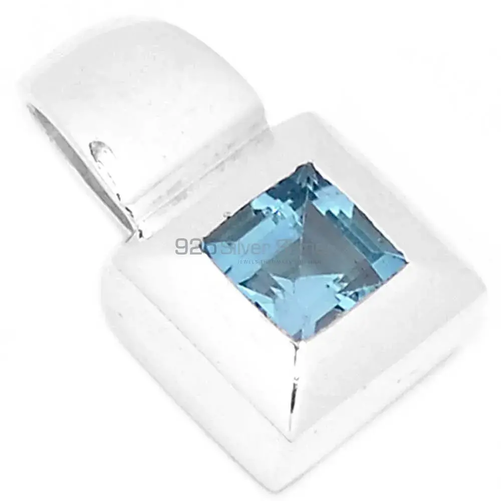 Solid Sterling Silver Handmade Pendants In Blue Topaz Gemstone Jewelry 925SP272-2