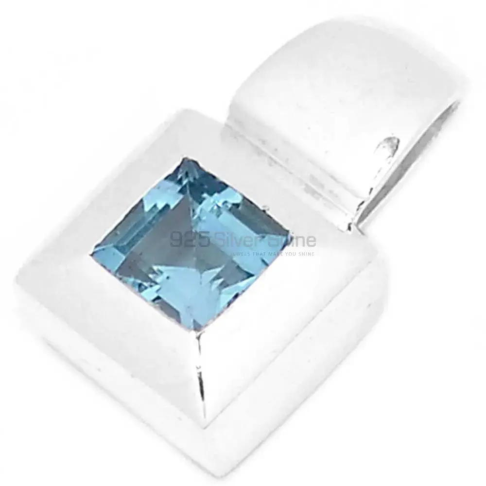 Solid Sterling Silver Handmade Pendants In Blue Topaz Gemstone Jewelry 925SP272-2_0