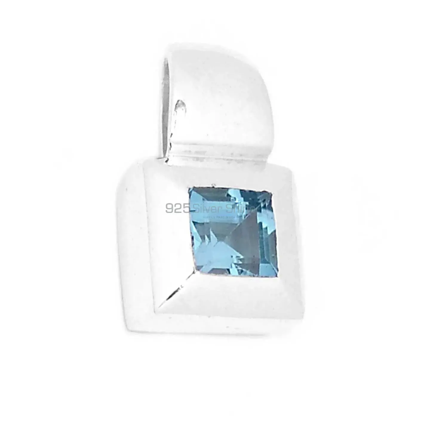 Solid Sterling Silver Handmade Pendants In Blue Topaz Gemstone Jewelry 925SP272-2_1