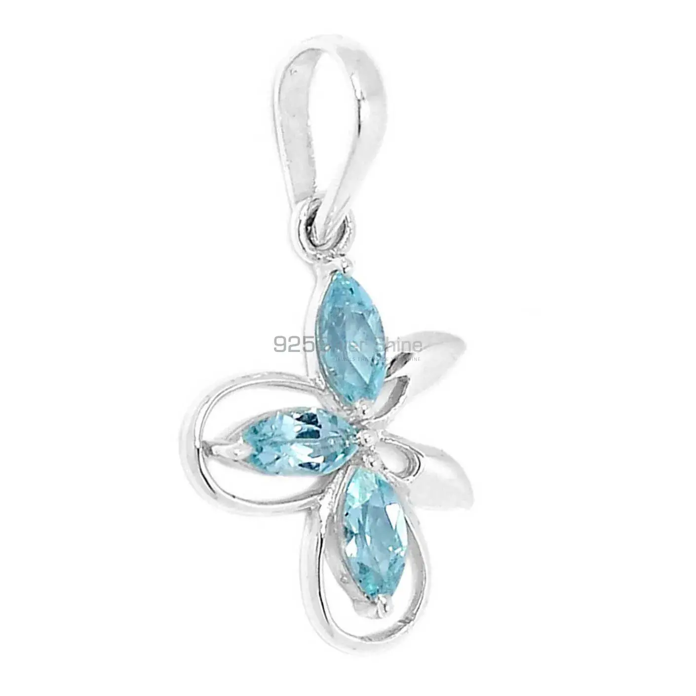 High Quality Solid Sterling Silver Handmade Pendants In Blue Topaz Gemstone Jewelry 925SP292-6_0