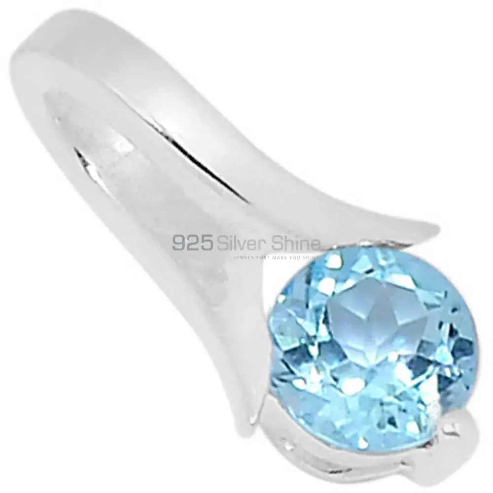 Solid Sterling Silver Handmade Pendants In Blue Topaz Gemstone Jewelry 925SSP306-1_0