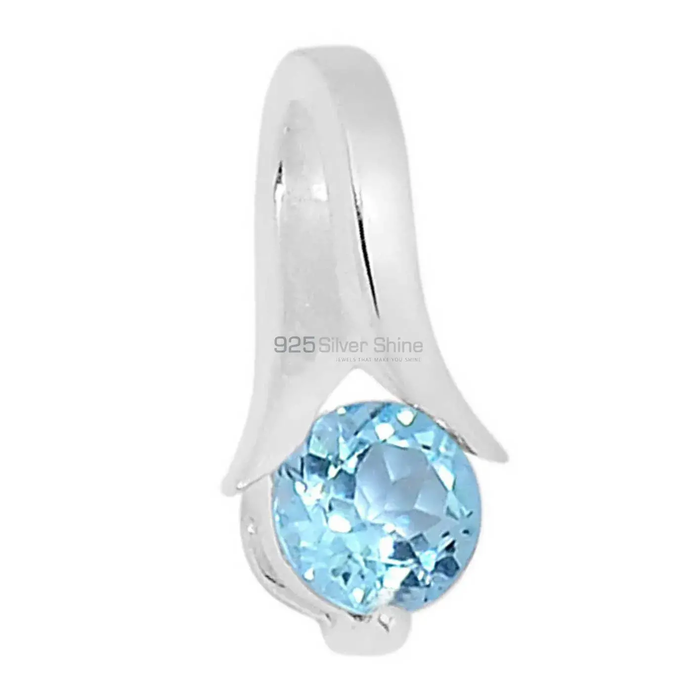 Solid Sterling Silver Handmade Pendants In Blue Topaz Gemstone Jewelry 925SSP306-1_1