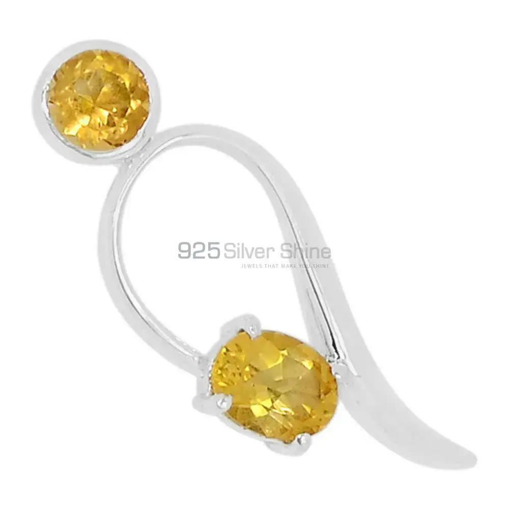Solid Sterling Silver Handmade Pendants In Citrine Gemstone Jewelry 925SSP317-3_0