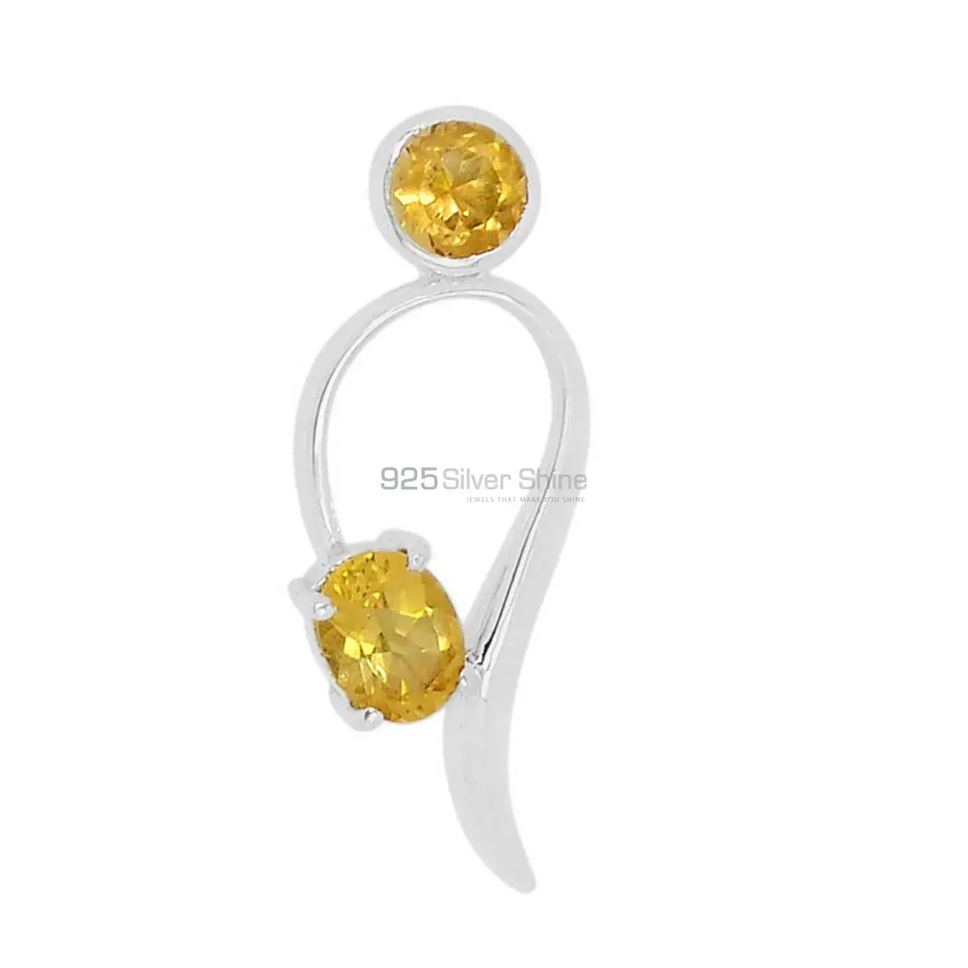 Solid Sterling Silver Handmade Pendants In Citrine Gemstone Jewelry 925SSP317-3_1