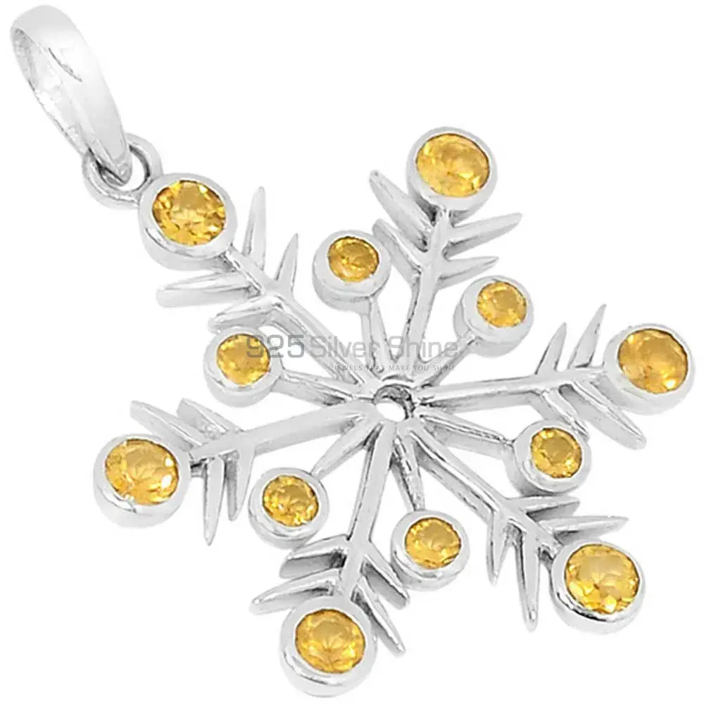 High Quality Solid Sterling Silver Handmade Pendants In Citrine Gemstone Jewelry 925SSP327-1