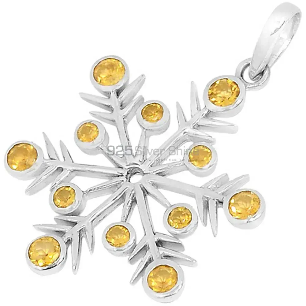 High Quality Solid Sterling Silver Handmade Pendants In Citrine Gemstone Jewelry 925SSP327-1_0