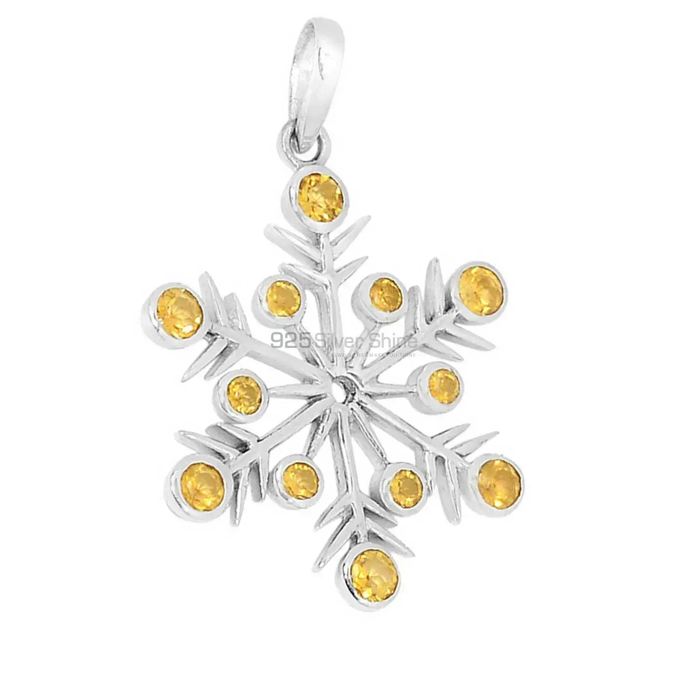 Solid Sterling Silver Handmade Pendants In Citrine Gemstone Jewelry 925SSP327-1_2