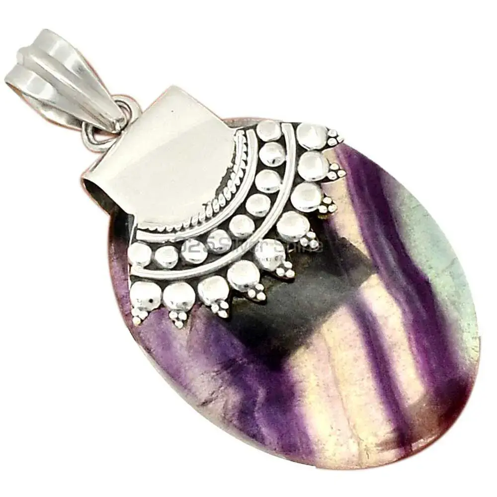 High Quality Solid Sterling Silver Handmade Pendants In Fluorite Gemstone Jewelry 925SP66-2