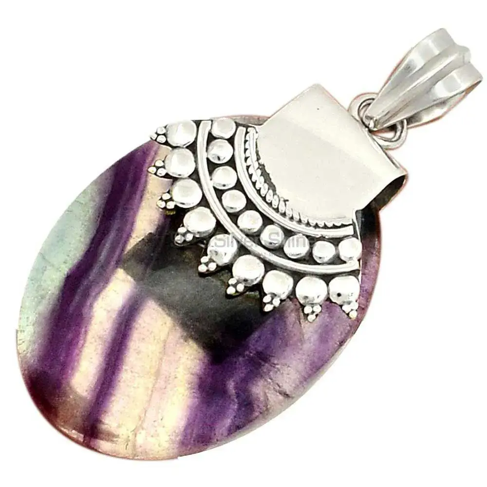 High Quality Solid Sterling Silver Handmade Pendants In Fluorite Gemstone Jewelry 925SP66-2_0