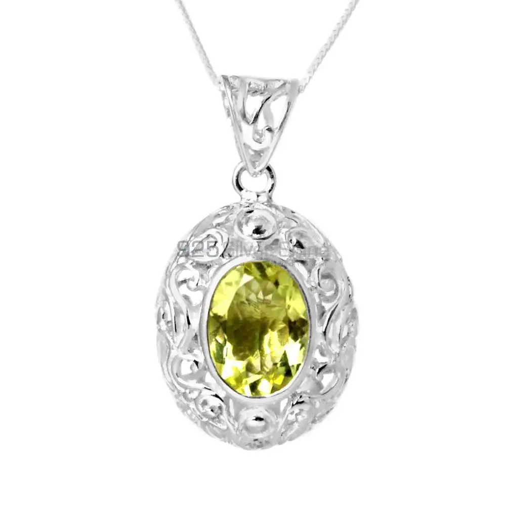 Solid Sterling Silver Handmade Pendants In Lemon Topaz Gemstone Jewelry 925SP232-1_0