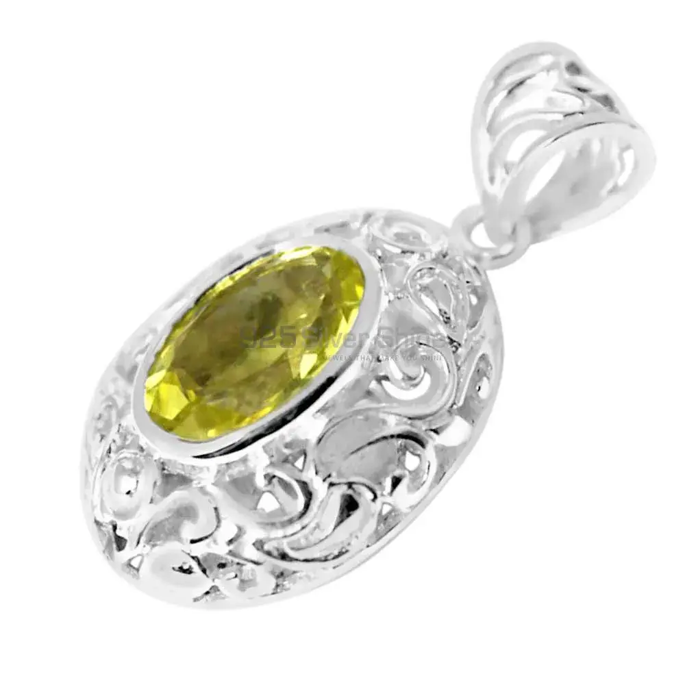Solid Sterling Silver Handmade Pendants In Lemon Topaz Gemstone Jewelry 925SP232-1_1
