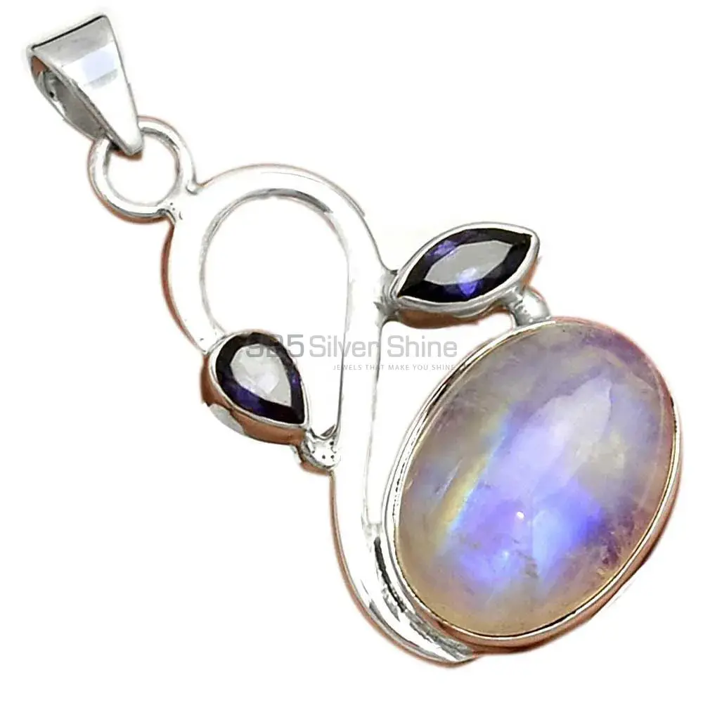 Solid Sterling Silver Handmade Pendants In Multi Gemstone Jewelry 925SP088-4_0