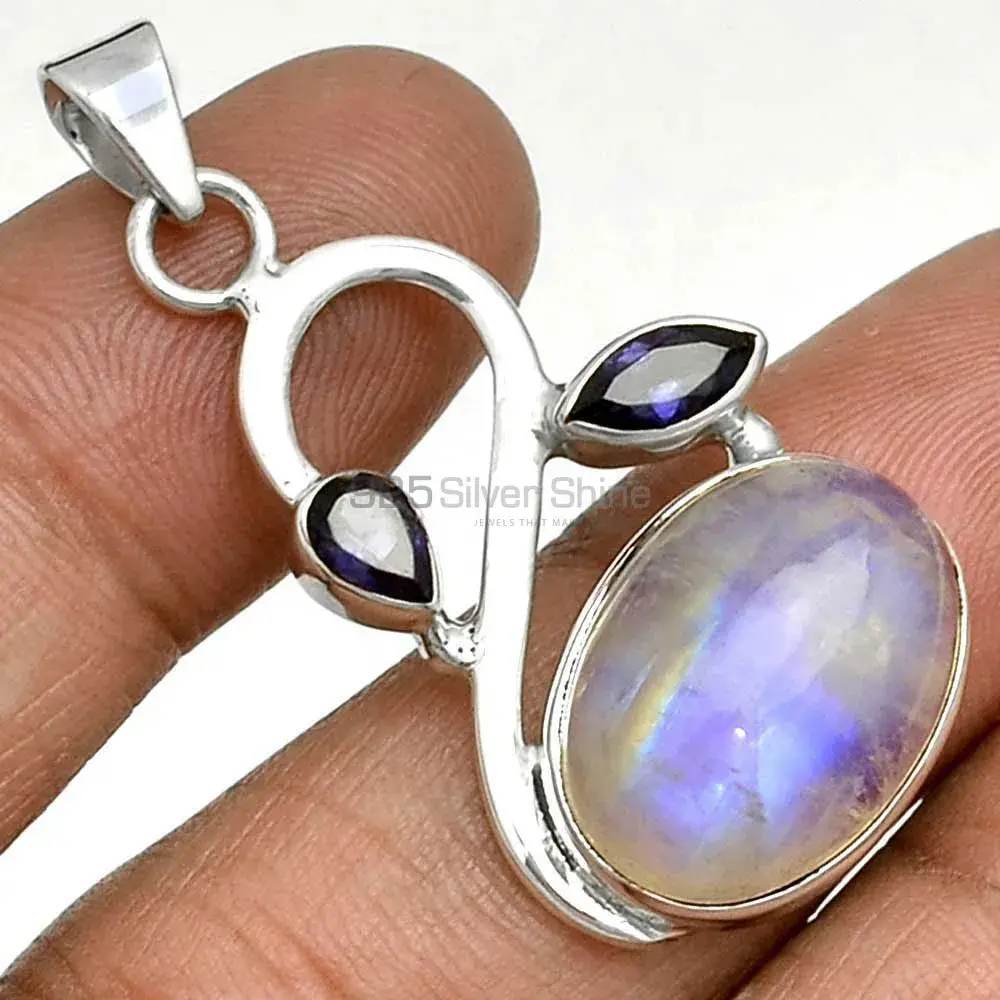 Solid Sterling Silver Handmade Pendants In Multi Gemstone Jewelry 925SP088-4_1