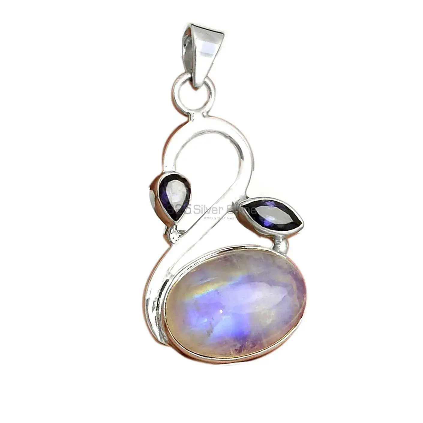 Solid Sterling Silver Handmade Pendants In Multi Gemstone Jewelry 925SP088-4_2