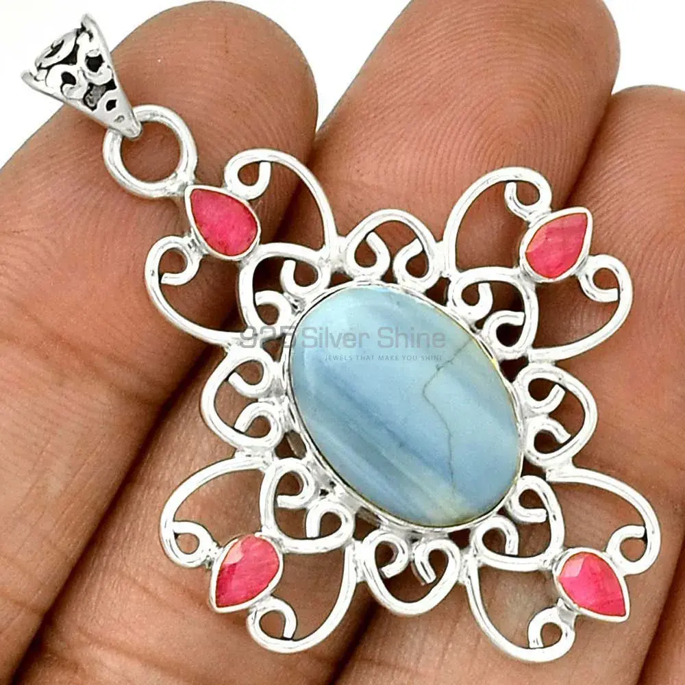 Solid Sterling Silver Handmade Pendants In Multi Gemstone Jewelry 925SP097-12_0