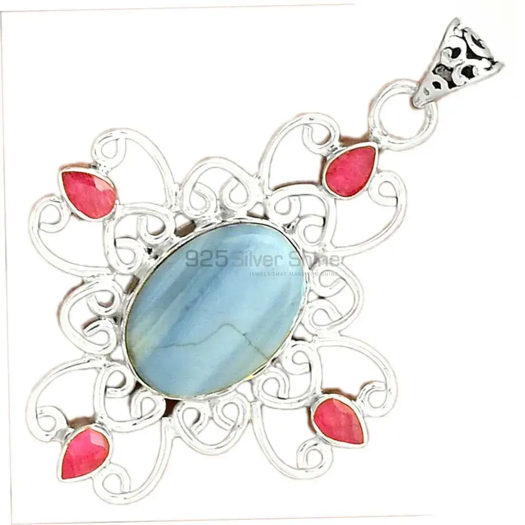 Solid Sterling Silver Handmade Pendants In Multi Gemstone Jewelry 925SP097-12_2