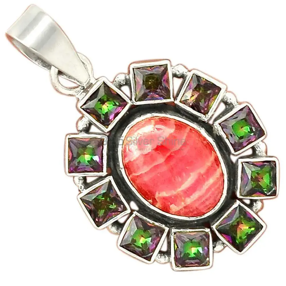 High Quality Solid Sterling Silver Handmade Pendants In Multi Gemstone Jewelry 925SP24-1