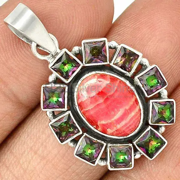 High Quality Solid Sterling Silver Handmade Pendants In Multi Gemstone Jewelry 925SP24-1_0