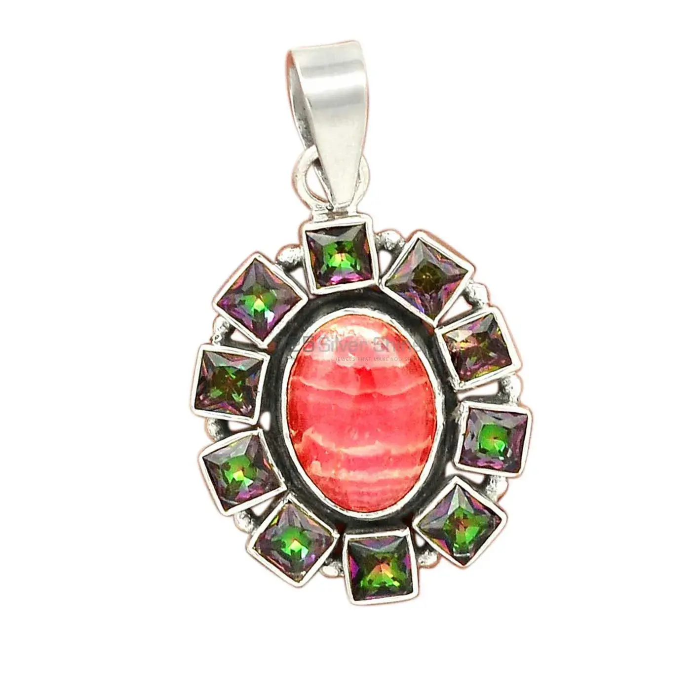 High Quality Solid Sterling Silver Handmade Pendants In Multi Gemstone Jewelry 925SP24-1_1