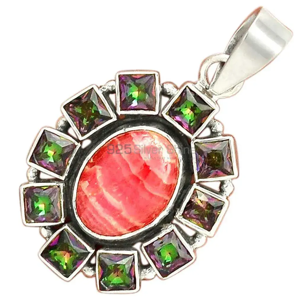 Solid Sterling Silver Handmade Pendants In Multi Gemstone Jewelry 925SP24-1_3