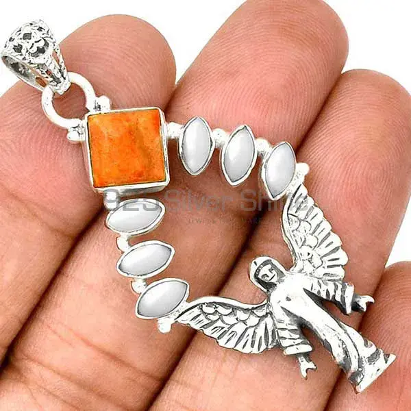 Solid Sterling Silver Handmade Pendants In Multi Gemstone Jewelry 925SP51-4_0