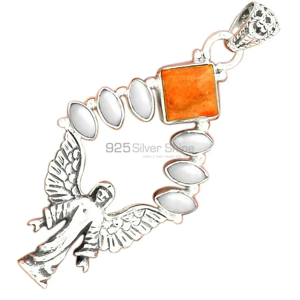 Solid Sterling Silver Handmade Pendants In Multi Gemstone Jewelry 925SP51-4_2