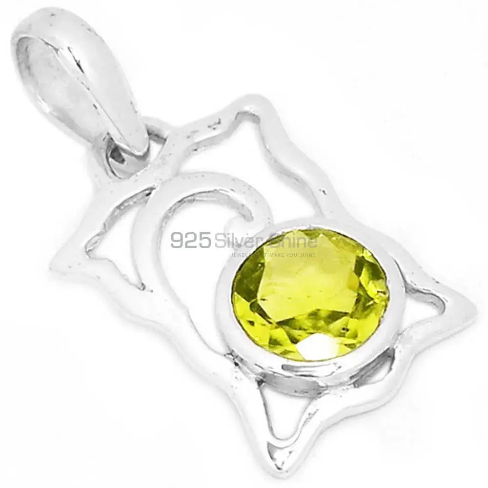 Solid Sterling Silver Handmade Pendants In Peridot Gemstone Jewelry 925SP281-1
