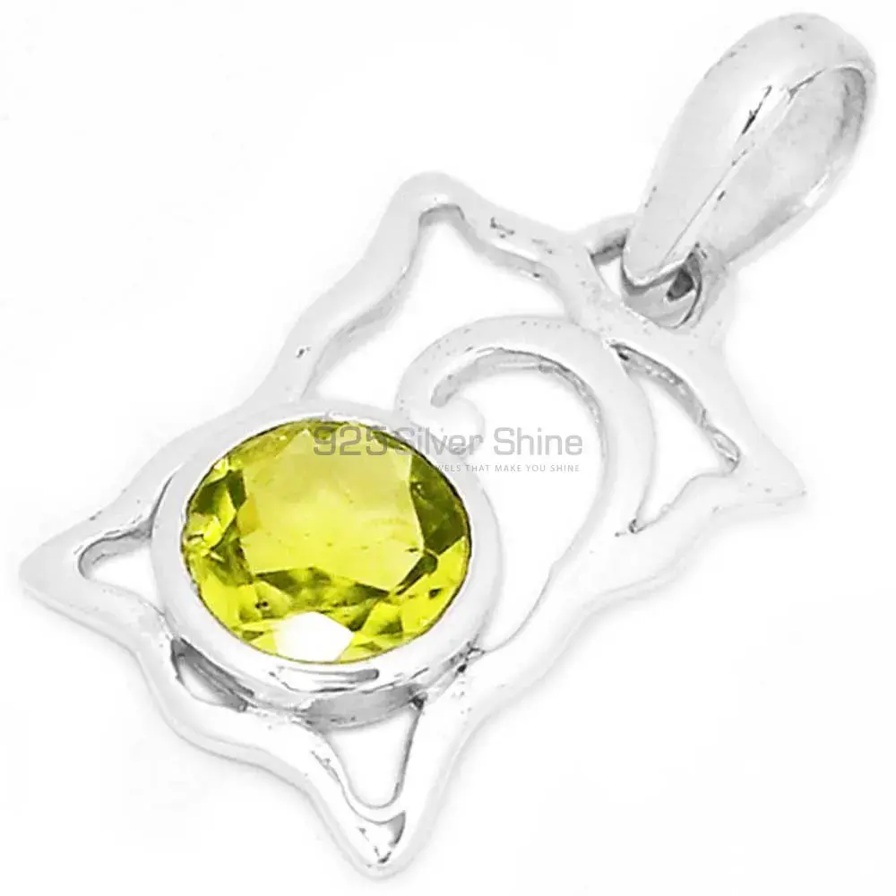 High Quality Solid Sterling Silver Handmade Pendants In Peridot Gemstone Jewelry 925SP281-1_0