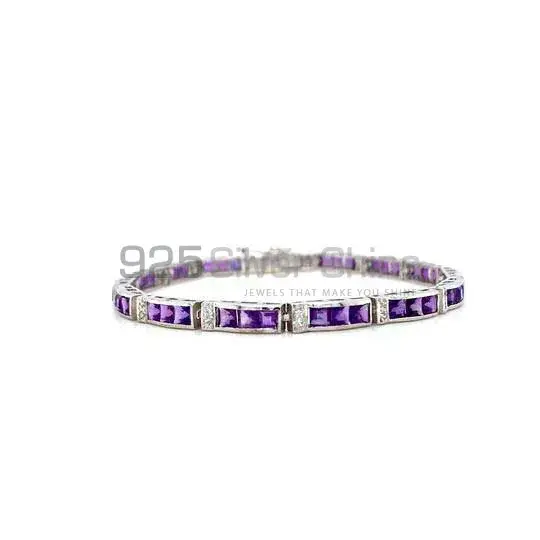 Solid Sterling Silver Handmade Tennis Bracelets In Multi Gemstone Jewelry 925SB221