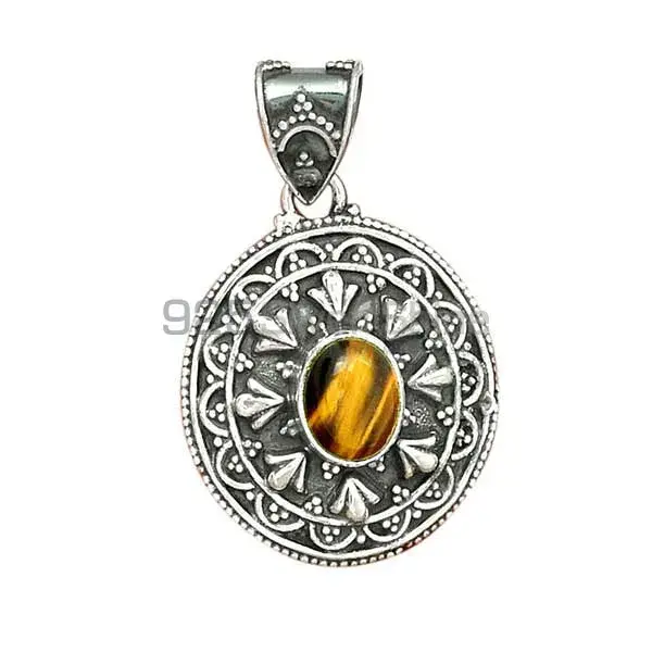 High Quality Tiger Eye Gemstone Pendants Exporters In 925 Solid Silver Jewelry 925SP27-1_1