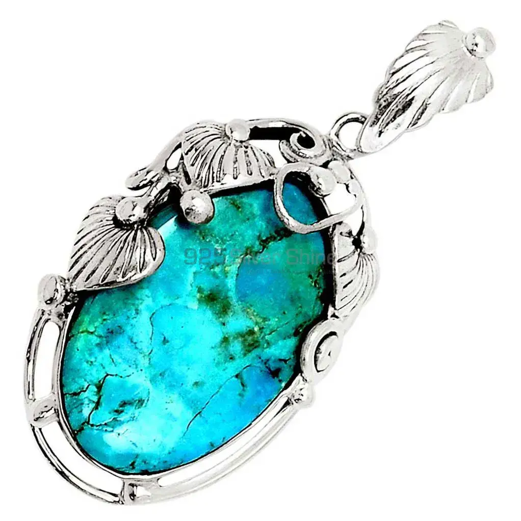High Quality Turquoise Gemstone Handmade Pendants In 925 Sterling Silver Jewelry 925SP102-2_1